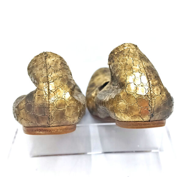 Vera Wang Lavender Ballet Flats | Gold Metallic Snake Leather Made in Italy EUC - Picture 5 of 16